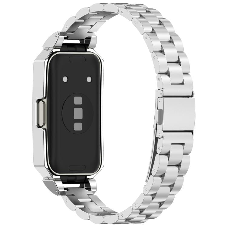 For Huawei Band 10 / 10 NFC / 9 / 9 NFC Watch Frame Integrated Three Beads Stainless Steel Watch Band(Silver) - free shipping - PMC TechLife - Order now!