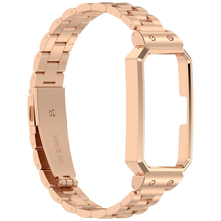 For Huawei Band 10 / 10 NFC / 9 / 9 NFC Watch Frame Integrated Three Beads Stainless Steel Watch Band(Rose Gold) - free shipping - PMC TechLife - Order now!
