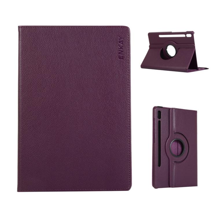 For Samsung Galaxy Tab S10+ / S9 FE+ / S9+ ENKAY 360 Degree Rotation Litchi Leather Smart Tablet Case(Dark Purple) - free shipping - PMc TechLife - Order now!