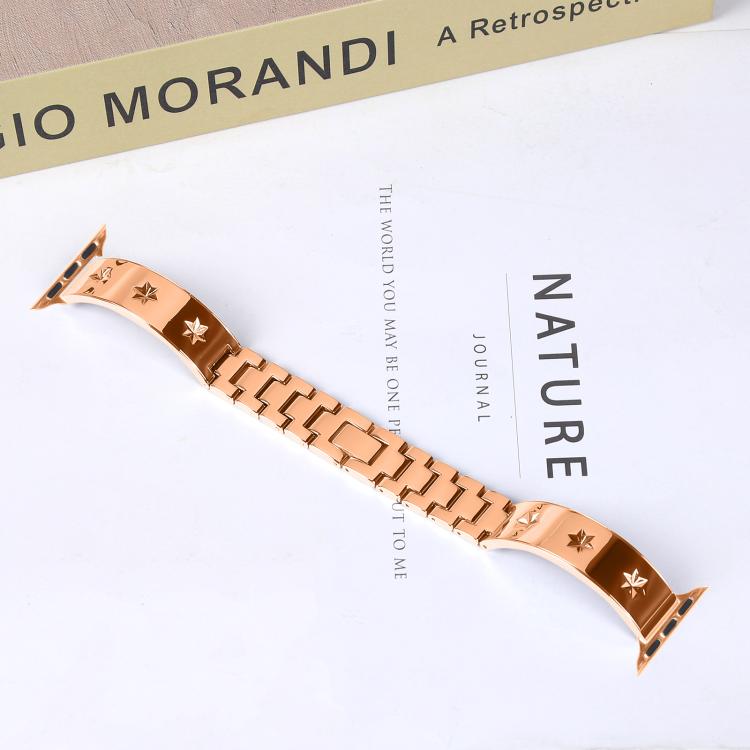 For Apple Watch 46mm / 49mm / 45mm / 44mm Snowflake Petals Bracelet Metal Watch Band(Rose Gold) - free shipping - PMC TechLife - Order now!