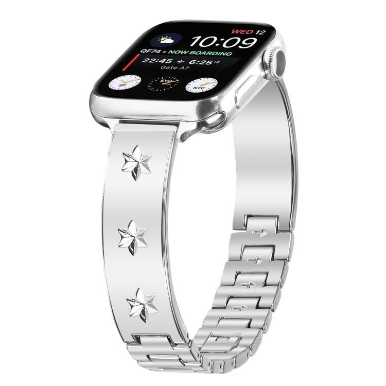For Apple Watch 46mm / 49mm / 45mm / 44mm Snowflake Petals Bracelet Metal Watch Band(Silver) - free shipping - PMC TechLife - Order now!