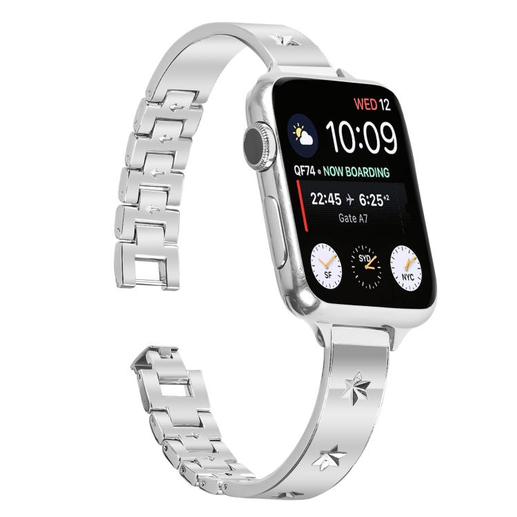 For Apple Watch 42mm / 41mm / 40mm / 38mm Snowflake Petals Bracelet Metal Watch Band(Silver) - free shipping - PMC TechLife - Order now!