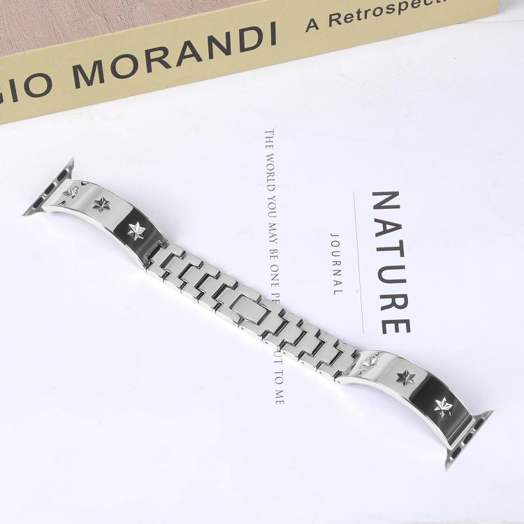 For Apple Watch 42mm / 41mm / 40mm / 38mm Snowflake Petals Bracelet Metal Watch Band(Silver) - free shipping - PMC TechLife - Order now!