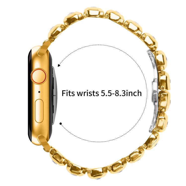 For Apple Watch 46mm / 49mm / 45mm / 44mm Small Square Diamonds Butterfly Buckle Watch Band(Gold) - free shipping - PMC TechLife - Order now!
