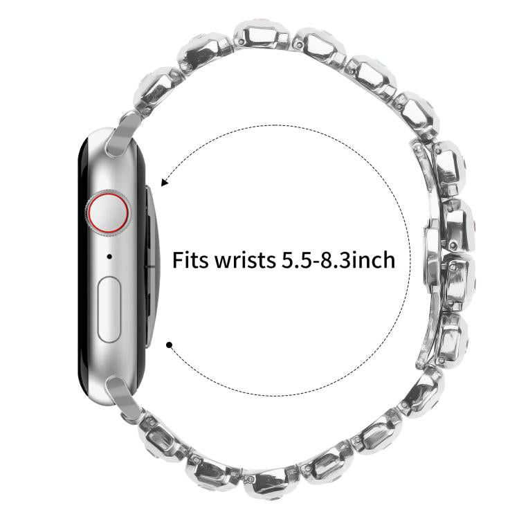 For Apple Watch 46mm / 49mm / 45mm / 44mm Small Square Diamonds Butterfly Buckle Watch Band(Silver) - free shipping - PMC TechLife - Order now!