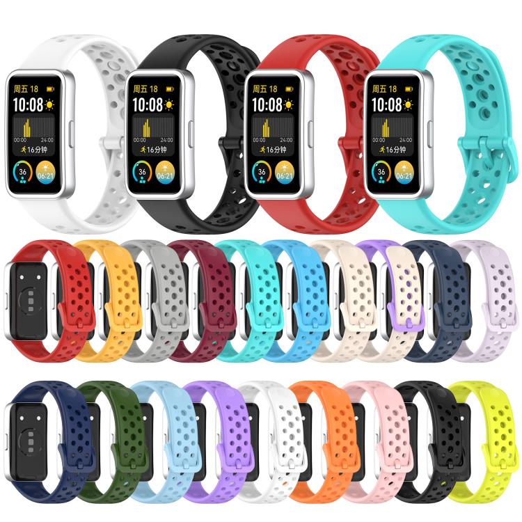 For Huawei Band 10 / 9 / 8 Metal Head Round Hole Nail Button Silicone Watch Band(Original Blue) - Watch Bands by PMC TechLife | Online Shopping South Africa | PMC TechLife | Buy Now Pay Later Mobicred