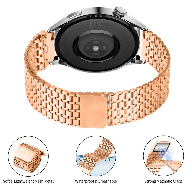 22mm Nine-beads Magnetic Buckle Stainless Steel Watch Band(Rose Gold) - free shipping - PMC TechLife - Order now!