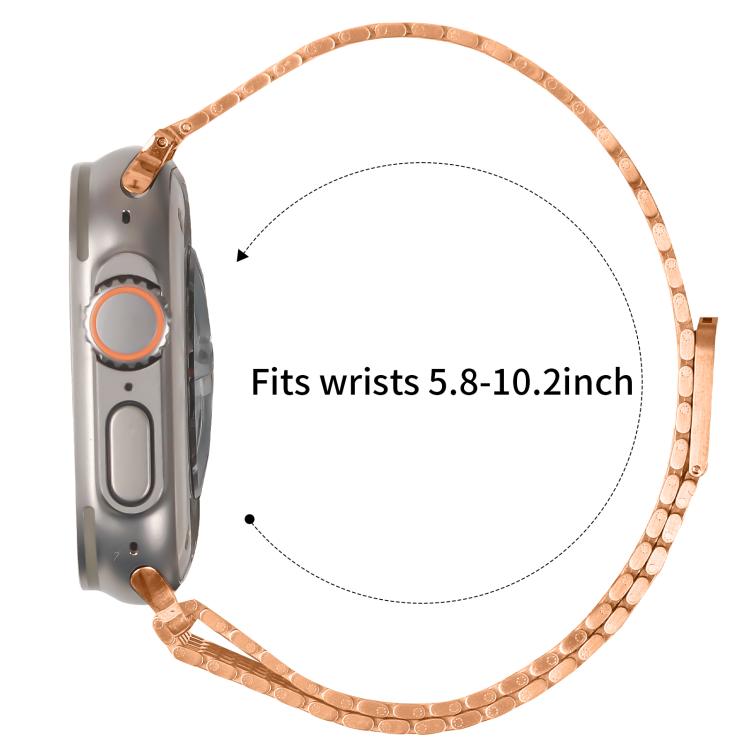 For Apple Watch 42mm / 41mm / 40mm / 38mm Nine-Bead Magnetic Loop Steel Watch Band(Rose Gold) - free shipping - PMC TechLife - Order now!
