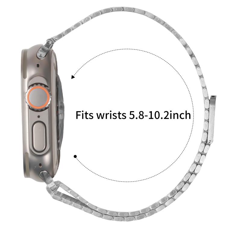 For Apple Watch 42mm / 41mm / 40mm / 38mm Nine-Bead Magnetic Loop Steel Watch Band(Silver) - free shipping - PMC TechLife - Order now!