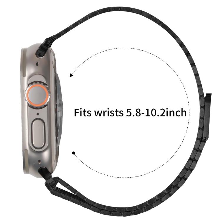 For Apple Watch 46mm / 49mm / 45mm / 44mm Nine-Bead Magnetic Loop Steel Watch Band(Black) - free shipping - PMC TechLife - Order now!