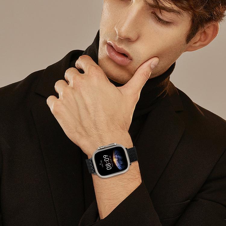For Apple Watch 46mm / 49mm / 45mm / 44mm Nine-Bead Magnetic Loop Steel Watch Band(Black) - free shipping - PMC TechLife - Order now!