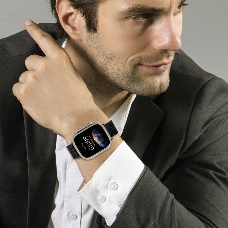 For Apple Watch 46mm / 49mm / 45mm / 44mm Nine-Bead Magnetic Loop Steel Watch Band(Black) - free shipping - PMC TechLife - Order now!