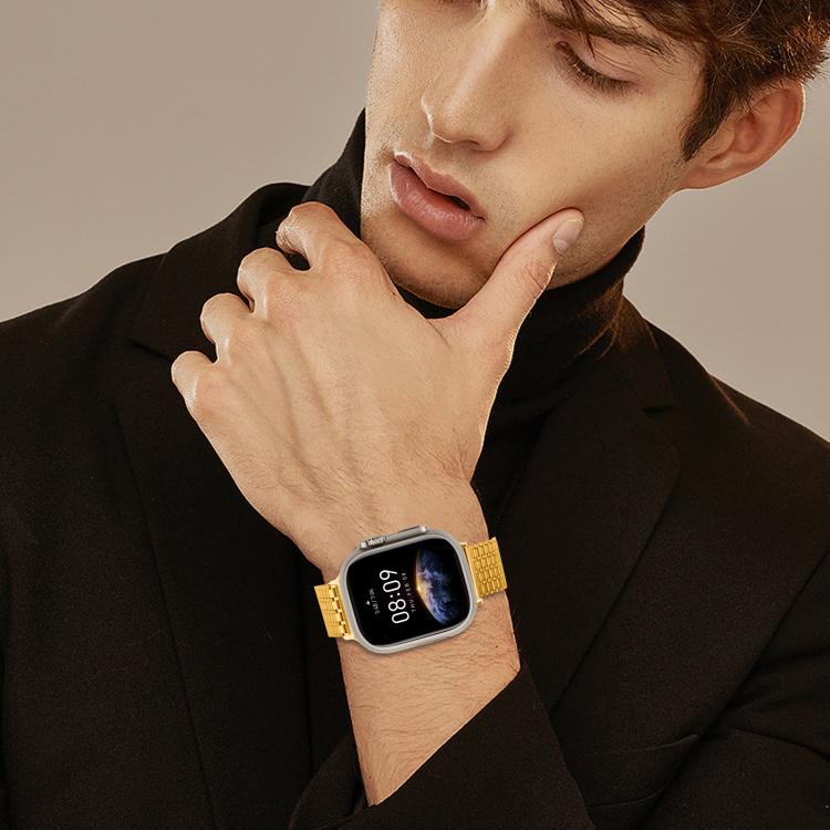 For Apple Watch 46mm / 49mm / 45mm / 44mm Nine-Bead Magnetic Loop Steel Watch Band(Gold) - free shipping - PMC TechLife - Order now!