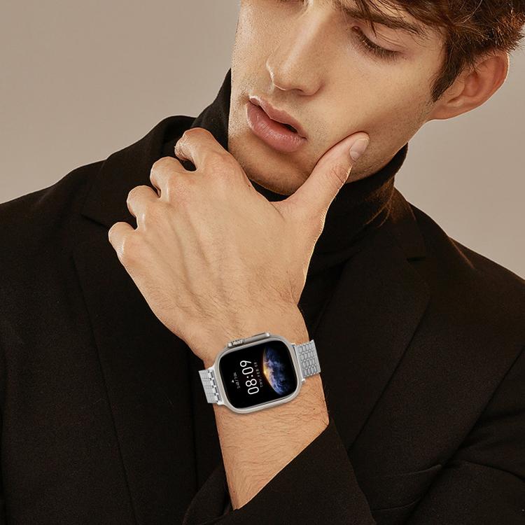 For Apple Watch 46mm / 49mm / 45mm / 44mm Nine-Bead Magnetic Loop Steel Watch Band(Silver) - free shipping - PMC TechLife - Order now!