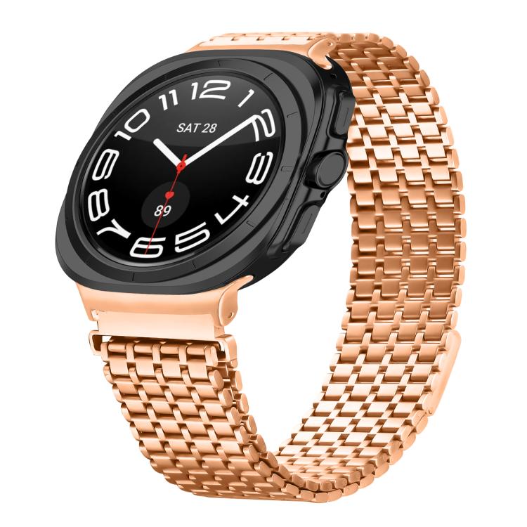 For Samsung Galaxy Watch Ultra 47mm / Ultra 2025 Nine-beads Magnetic Buckle Stainless Steel Watch Band(Rose Gold) - free shipping - PMC TechLife - Order now!