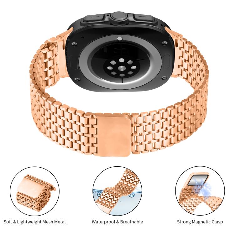 For Samsung Galaxy Watch Ultra 47mm / Ultra 2025 Nine-beads Magnetic Buckle Stainless Steel Watch Band(Rose Gold) - free shipping - PMC TechLife - Order now!