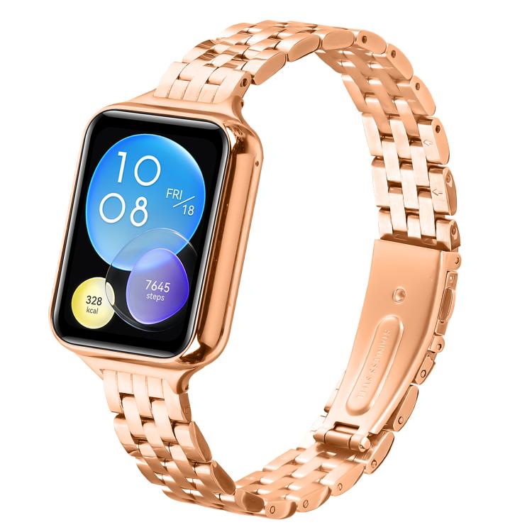 For Xiaomi Mi Band 8 Pro Five Beads Slingshot Buckle Steel Watch Band(Rose Gold) - free shipping - PMC TechLife - Order now!