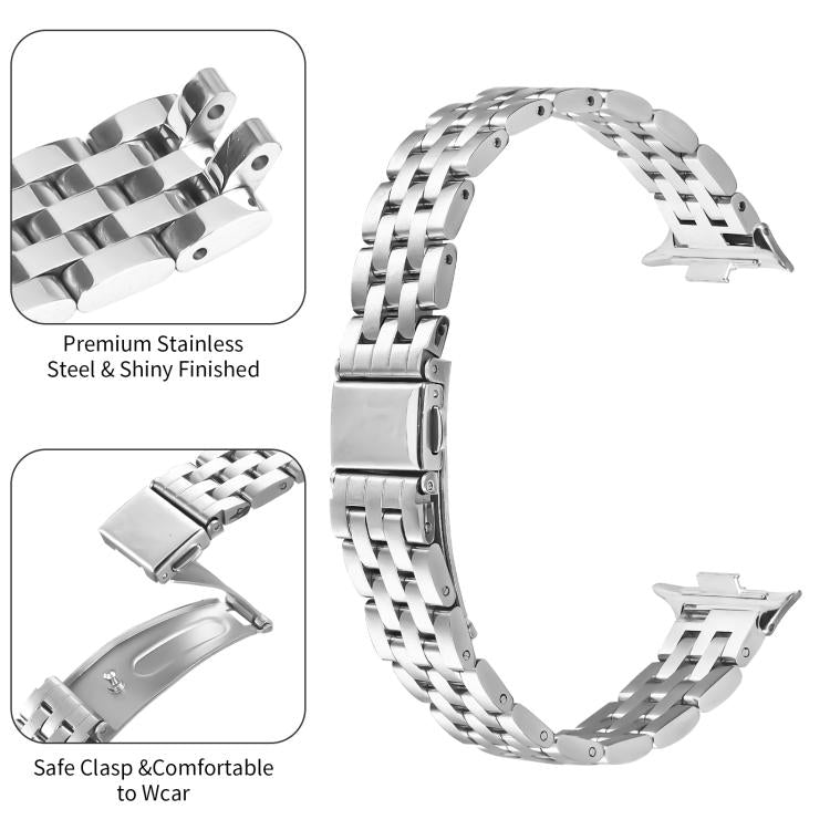 For Xiaomi Mi Band 8 Pro Five Beads Slingshot Buckle Steel Watch Band(Silver) - free shipping - PMC TechLife - Order now!