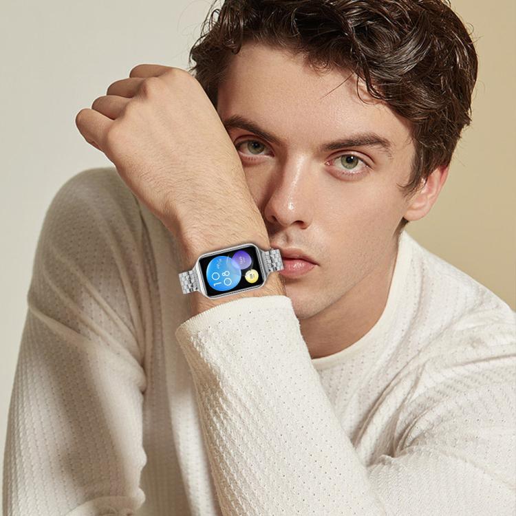For Xiaomi Mi Band 8 Pro Five Beads Slingshot Buckle Steel Watch Band(Silver) - free shipping - PMC TechLife - Order now!