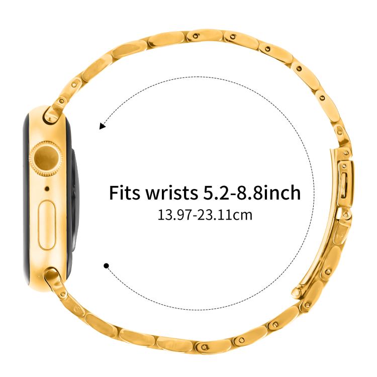 For Apple Watch 42mm / 41mm / 40mm / 38mm Small Waist Slingshot Buckle Steel Watch Band(Gold) - free shipping - PMC TechLife - Order now!