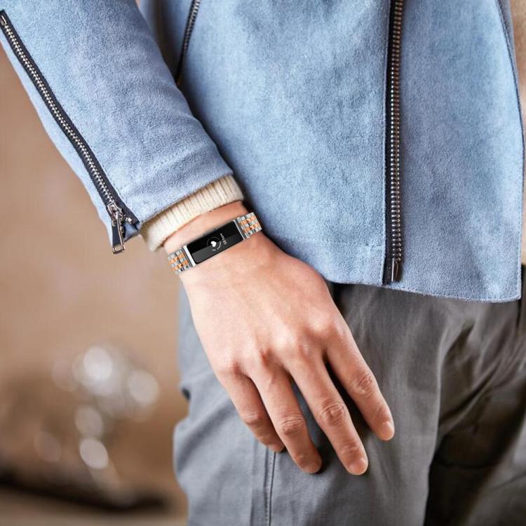 For Fitbit Inspire 1 / Inspire 2 Five Beads Slingshot Buckle Steel Watch Band(Silver Rose Gold) - free shipping - PMC TechLife - Order now!