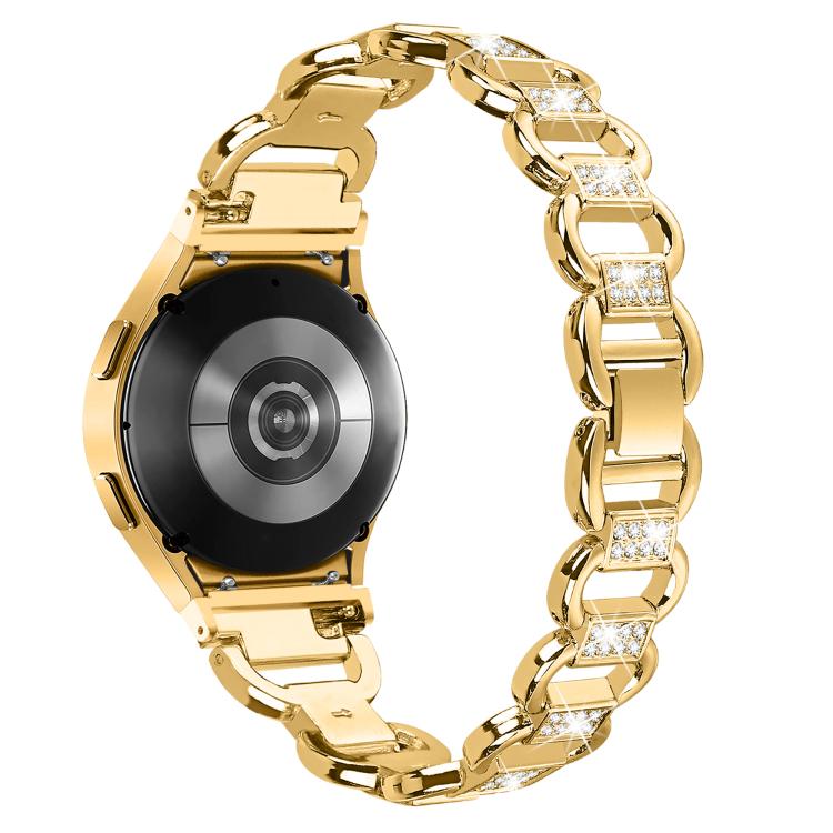For Samsung Galaxy Watch 7 40mm / 44mm Metal Head Oval Diamond Stainless Steel Watch Band(Gold) - free shipping - PMC TechLife - Order now!