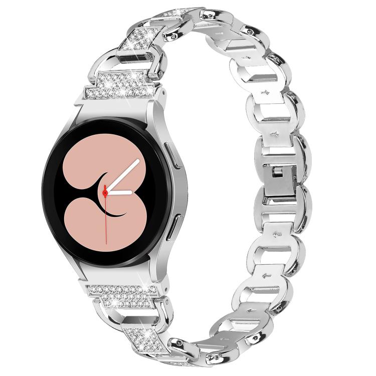 For Samsung Galaxy Watch 7 40mm / 44mm Metal Head Oval Diamond Stainless Steel Watch Band(Silver) - free shipping - PMC TechLife - Order now!