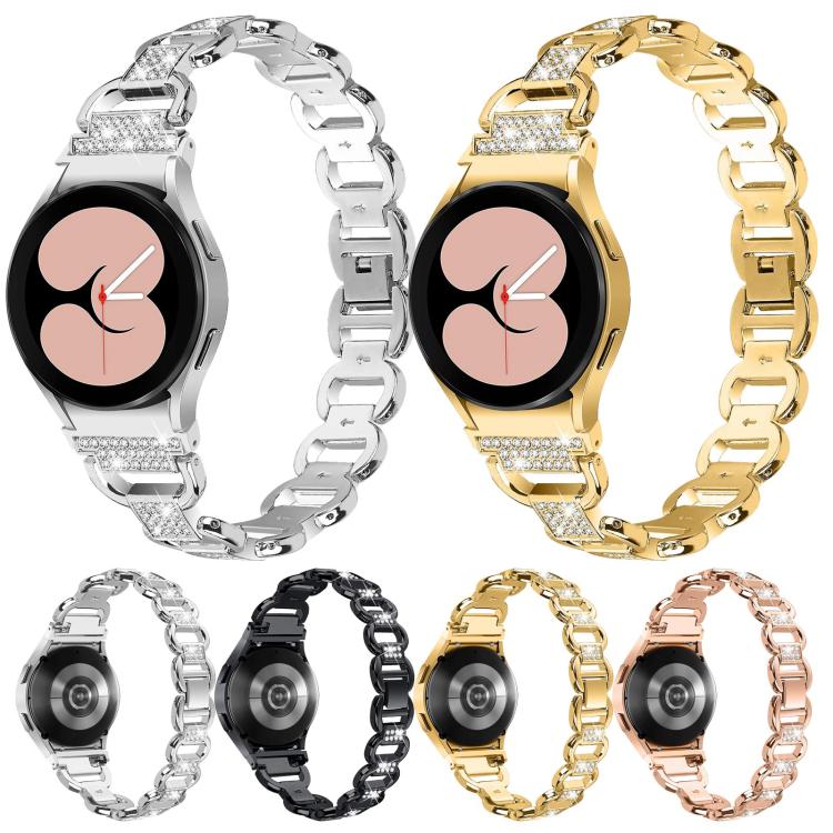 For Samsung Galaxy Watch 7 40mm / 44mm Metal Head Oval Diamond Stainless Steel Watch Band(Silver) - free shipping - PMC TechLife - Order now!