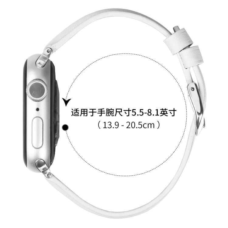 For Apple Watch 42mm / 41mm / 40mm / 38mm Small Waist PU Leather Watch Band(White) - Watch Bands by PMC TechLife | Online Shopping South Africa | PMC TechLife | Buy Now Pay Later Mobicred