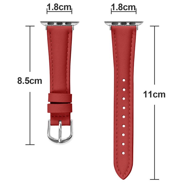 For Apple Watch 42mm / 41mm / 40mm / 38mm Small Waist PU Leather Watch Band(Red) - Watch Bands by PMC TechLife | Online Shopping South Africa | PMC TechLife | Buy Now Pay Later Mobicred