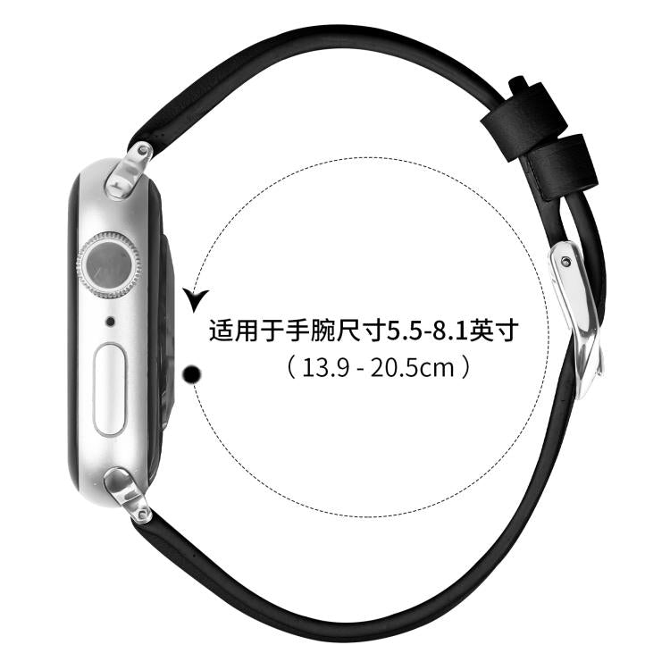 For Apple Watch 42mm / 41mm / 40mm / 38mm Small Waist PU Leather Watch Band(Black) - Watch Bands by PMC TechLife | Online Shopping South Africa | PMC TechLife | Buy Now Pay Later Mobicred