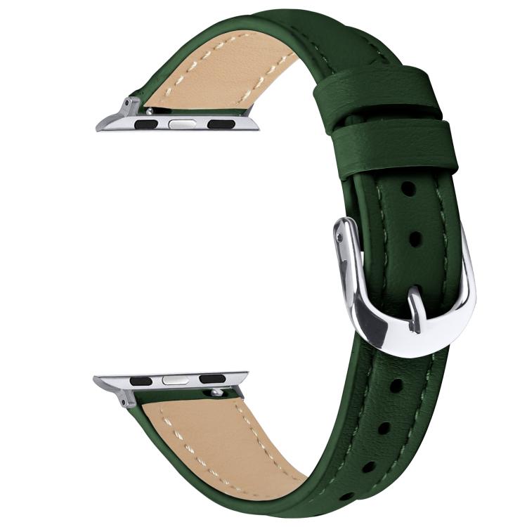 For Apple Watch 42mm / 41mm / 40mm / 38mm Small Waist PU Leather Watch Band(Pine Green) - Watch Bands by PMC TechLife | Online Shopping South Africa | PMC TechLife | Buy Now Pay Later Mobicred