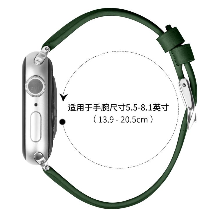 For Apple Watch 42mm / 41mm / 40mm / 38mm Small Waist PU Leather Watch Band(Pine Green) - Watch Bands by PMC TechLife | Online Shopping South Africa | PMC TechLife | Buy Now Pay Later Mobicred