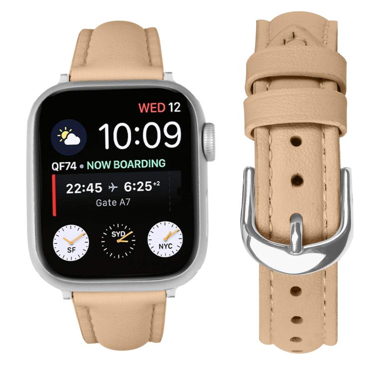 For Apple Watch 42mm / 41mm / 40mm / 38mm Small Waist PU Leather Watch Band(Camel Color) - Watch Bands by PMC TechLife | Online Shopping South Africa | PMC TechLife | Buy Now Pay Later Mobicred