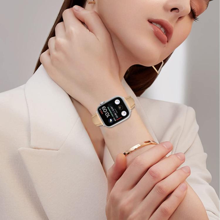For Apple Watch 42mm / 41mm / 40mm / 38mm Small Waist PU Leather Watch Band(Camel Color) - Watch Bands by PMC TechLife | Online Shopping South Africa | PMC TechLife | Buy Now Pay Later Mobicred