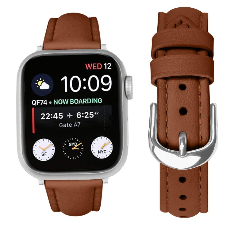 For Apple Watch 42mm / 41mm / 40mm / 38mm Small Waist PU Leather Watch Band(Brown) - Watch Bands by PMC TechLife | Online Shopping South Africa | PMC TechLife | Buy Now Pay Later Mobicred