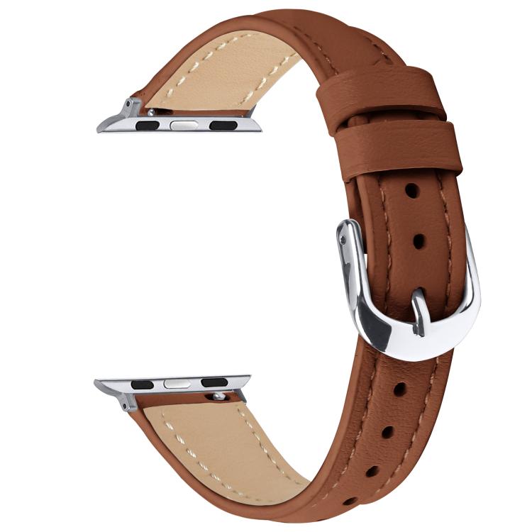For Apple Watch 42mm / 41mm / 40mm / 38mm Small Waist PU Leather Watch Band(Brown) - Watch Bands by PMC TechLife | Online Shopping South Africa | PMC TechLife | Buy Now Pay Later Mobicred