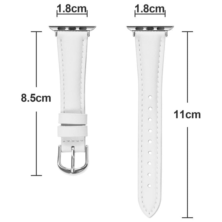 For Apple Watch 46mm / 49mm / 45mm / 44mm Small Waist PU Leather Watch Band(White) - Watch Bands by PMC TechLife | Online Shopping South Africa | PMC TechLife | Buy Now Pay Later Mobicred
