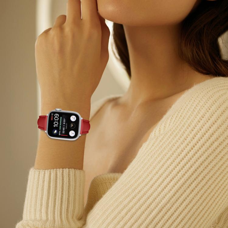 For Apple Watch 46mm / 49mm / 45mm / 44mm Small Waist PU Leather Watch Band(Red) - Watch Bands by PMC TechLife | Online Shopping South Africa | PMC TechLife | Buy Now Pay Later Mobicred