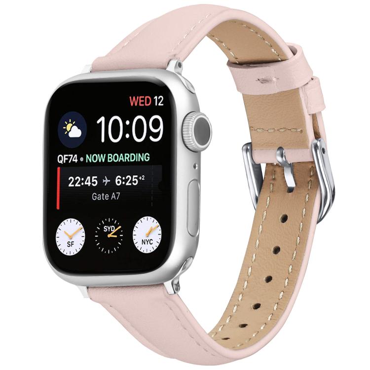 For Apple Watch 46mm / 49mm / 45mm / 44mm Small Waist PU Leather Watch Band(Sandpaper pink) - Watch Bands by PMC TechLife | Online Shopping South Africa | PMC TechLife | Buy Now Pay Later Mobicred