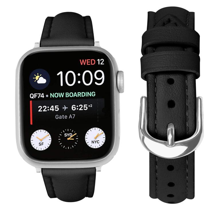 For Apple Watch 46mm / 49mm / 45mm / 44mm Small Waist PU Leather Watch Band(Black) - Watch Bands by PMC TechLife | Online Shopping South Africa | PMC TechLife | Buy Now Pay Later Mobicred