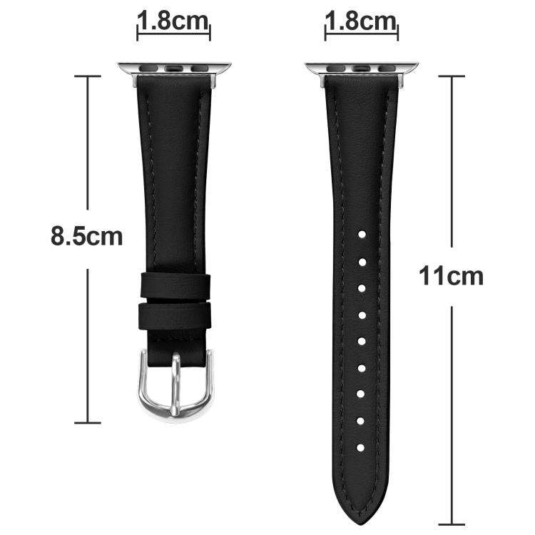 For Apple Watch 46mm / 49mm / 45mm / 44mm Small Waist PU Leather Watch Band(Black) - Watch Bands by PMC TechLife | Online Shopping South Africa | PMC TechLife | Buy Now Pay Later Mobicred