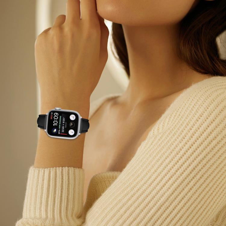 For Apple Watch 46mm / 49mm / 45mm / 44mm Small Waist PU Leather Watch Band(Black) - Watch Bands by PMC TechLife | Online Shopping South Africa | PMC TechLife | Buy Now Pay Later Mobicred