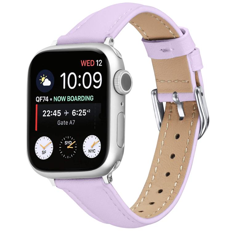 For Apple Watch 46mm / 49mm / 45mm / 44mm Small Waist PU Leather Watch Band(Light Purple) - Watch Bands by PMC TechLife | Online Shopping South Africa | PMC TechLife | Buy Now Pay Later Mobicred
