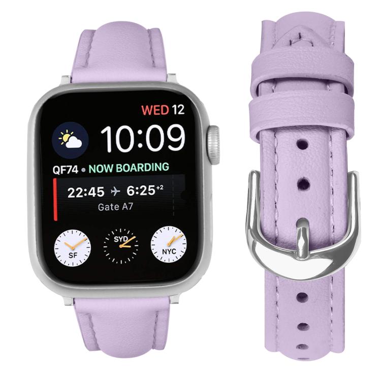 For Apple Watch 46mm / 49mm / 45mm / 44mm Small Waist PU Leather Watch Band(Light Purple) - Watch Bands by PMC TechLife | Online Shopping South Africa | PMC TechLife | Buy Now Pay Later Mobicred