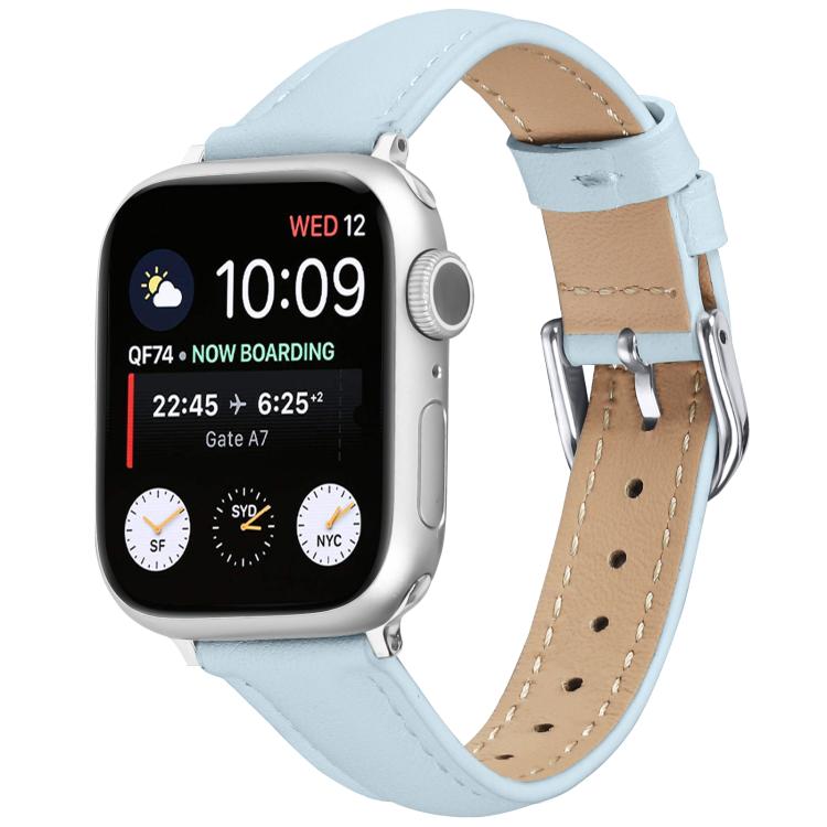 For Apple Watch 46mm / 49mm / 45mm / 44mm Small Waist PU Leather Watch Band(Sky Blue) - Watch Bands by PMC TechLife | Online Shopping South Africa | PMC TechLife | Buy Now Pay Later Mobicred