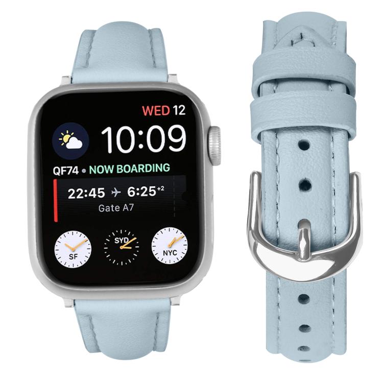 For Apple Watch 46mm / 49mm / 45mm / 44mm Small Waist PU Leather Watch Band(Sky Blue) - Watch Bands by PMC TechLife | Online Shopping South Africa | PMC TechLife | Buy Now Pay Later Mobicred
