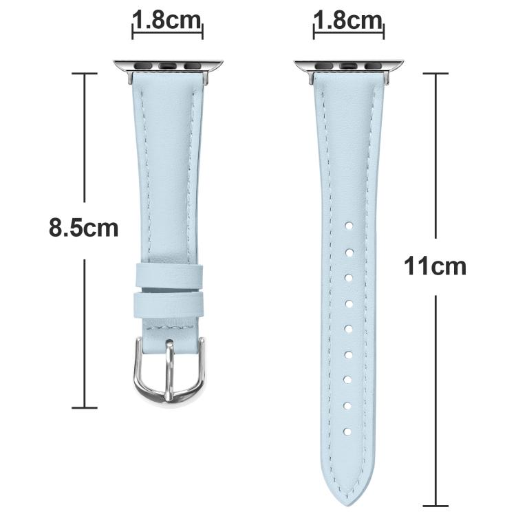 For Apple Watch 46mm / 49mm / 45mm / 44mm Small Waist PU Leather Watch Band(Sky Blue) - Watch Bands by PMC TechLife | Online Shopping South Africa | PMC TechLife | Buy Now Pay Later Mobicred