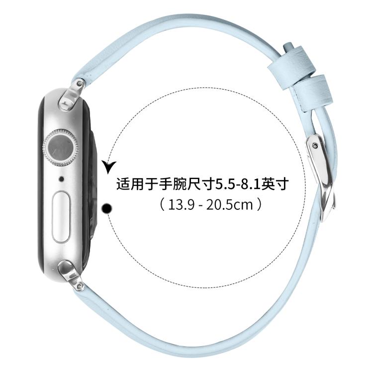 For Apple Watch 46mm / 49mm / 45mm / 44mm Small Waist PU Leather Watch Band(Sky Blue) - Watch Bands by PMC TechLife | Online Shopping South Africa | PMC TechLife | Buy Now Pay Later Mobicred