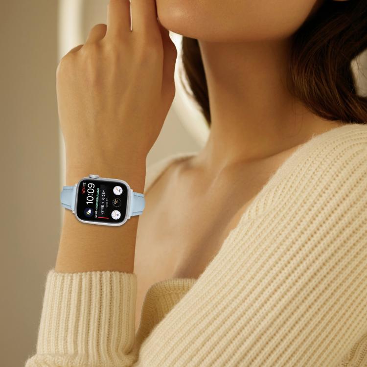 For Apple Watch 46mm / 49mm / 45mm / 44mm Small Waist PU Leather Watch Band(Sky Blue) - Watch Bands by PMC TechLife | Online Shopping South Africa | PMC TechLife | Buy Now Pay Later Mobicred